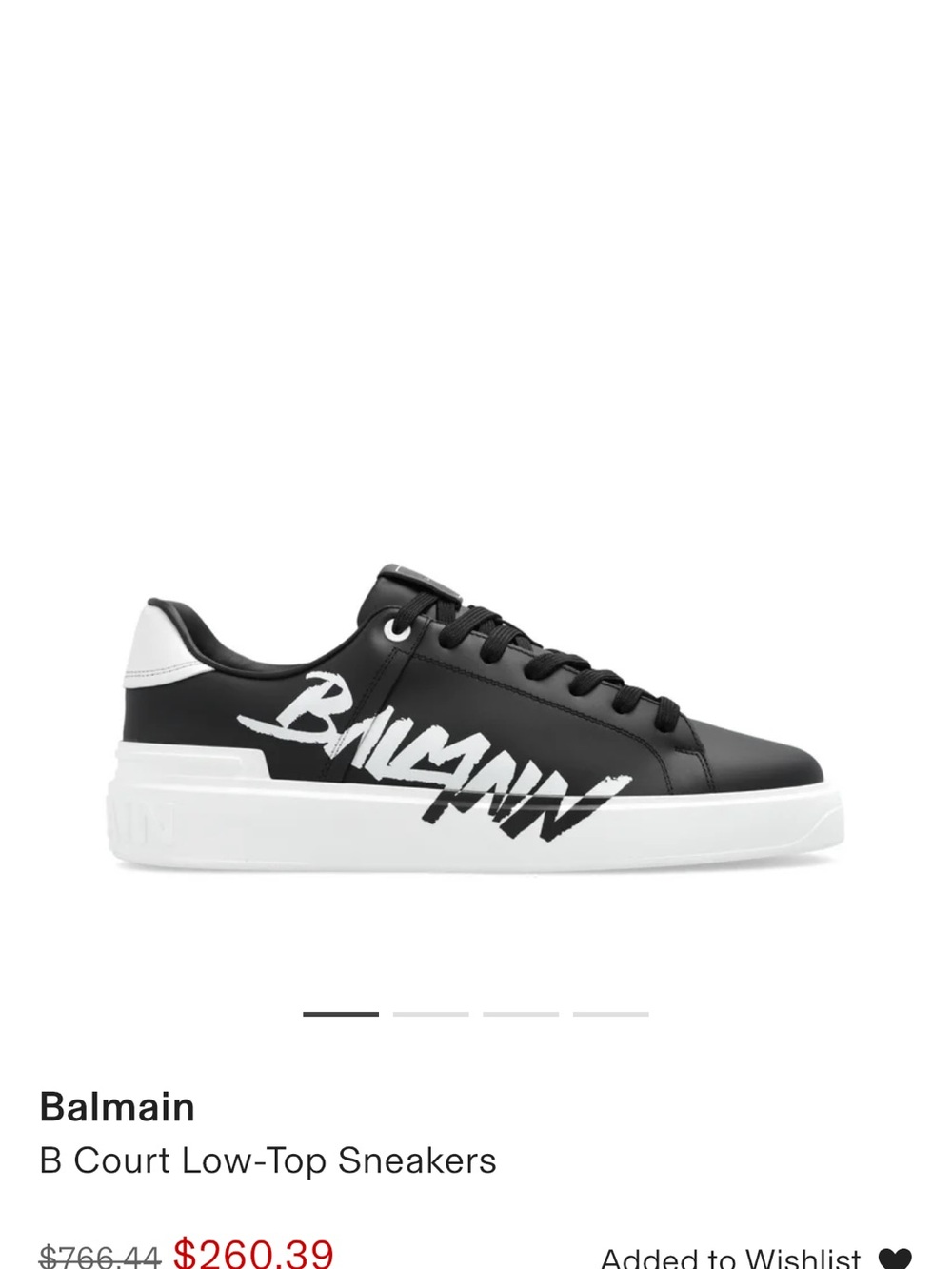 Balmain Black Leather Low-Top Sneakers with White Script Logo - Picture 2 of 6